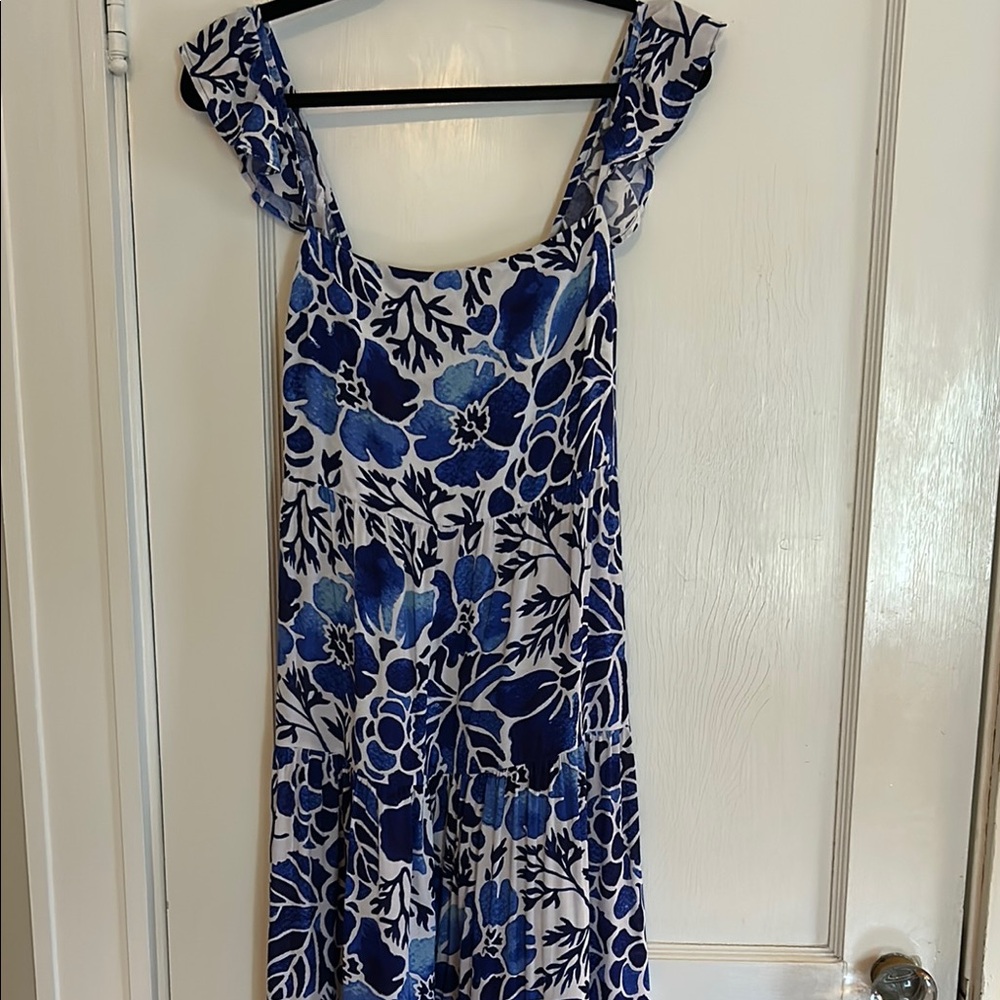 Kenny Flowers Blue Ruffled Tiered Maxi Dress